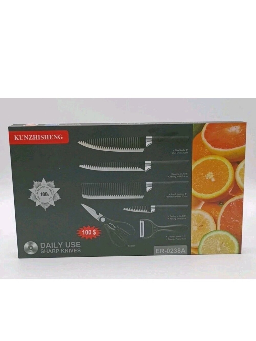 KUNZHISHENG 6-Piece Sharp Kitchen Knife Set Black Easy Clean Soft Touch Handles